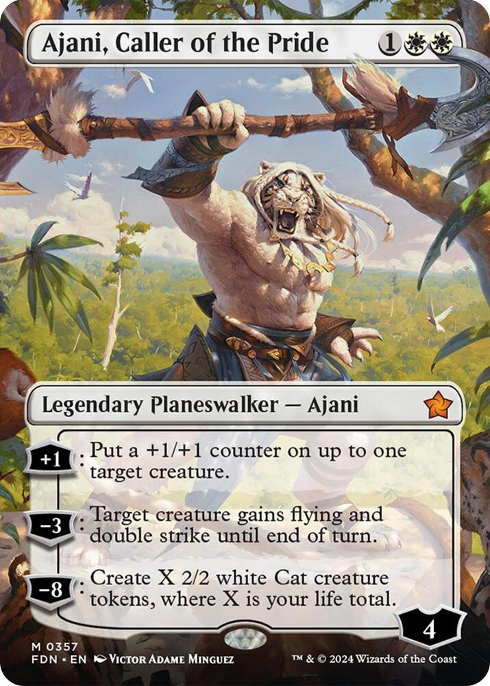 Ajani, Caller of the Pride (Borderless) 357 Foundations MTG Mythic Foil NM