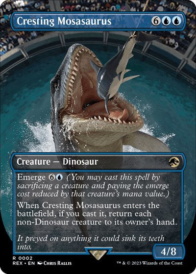 Cresting Mosasaurus Borderless (#2, Rare) Universes Beyond: Jurassic World Collection Near Mint Magic: The Gathering: