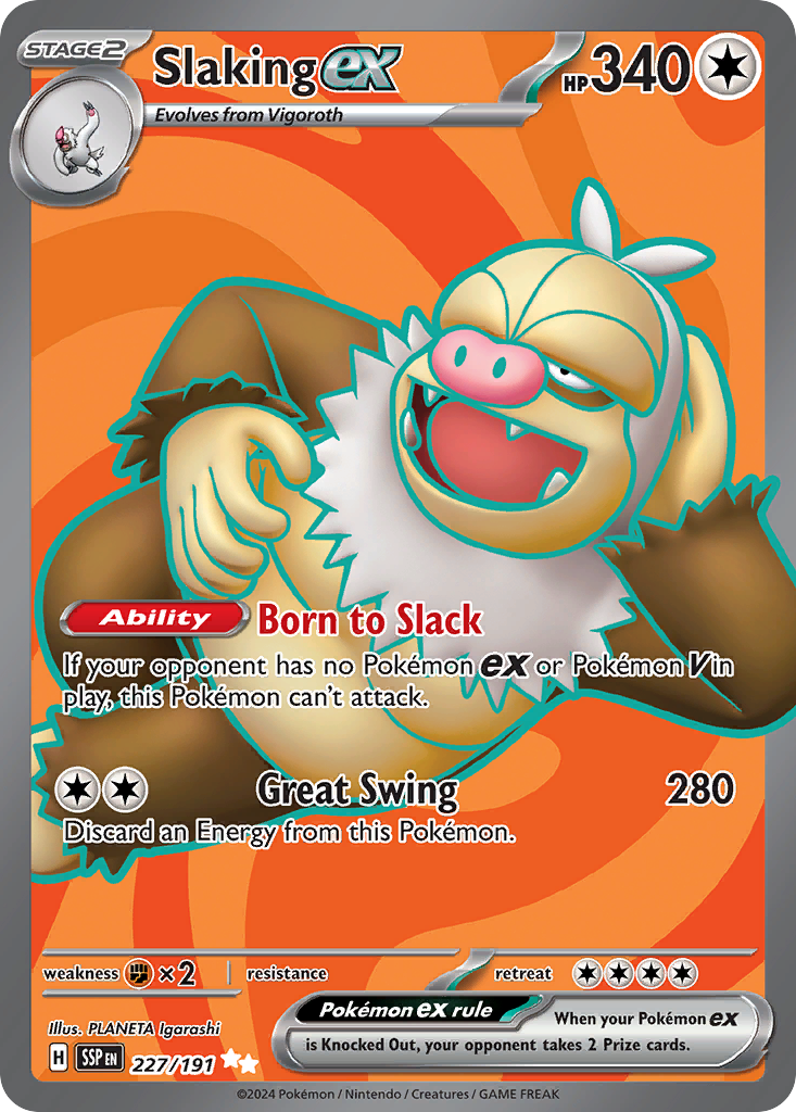 Slaking ex 227/191 Surging Sparks Pokemon Ultra Rare Holo NM