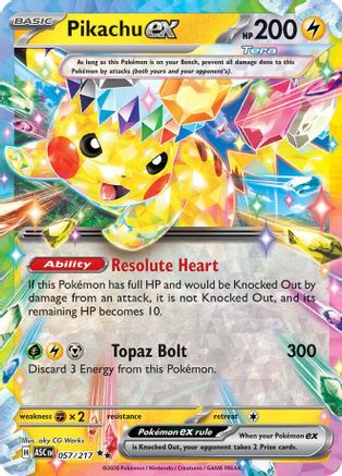 Pikachu ex 057/217 Ascended Heroes Pokemon Double Rare Holo NM