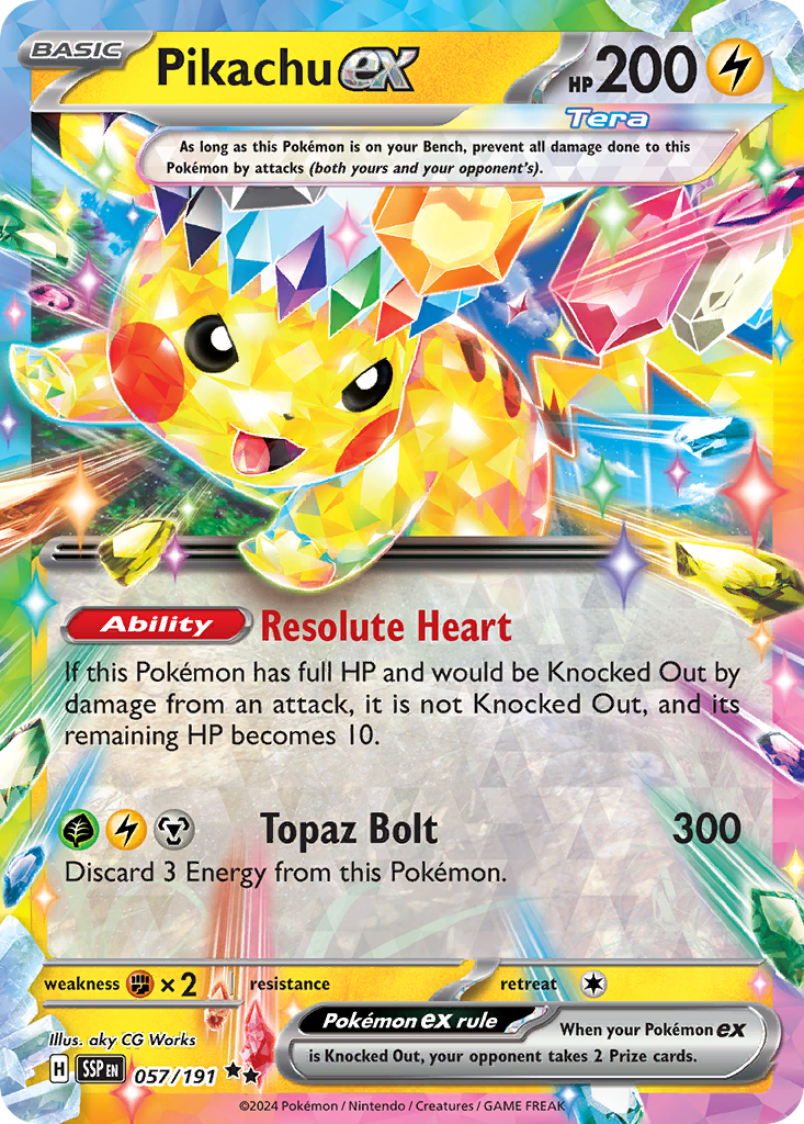 Pikachu ex 057/191 Surging Sparks Pokemon Double Rare Holo NM