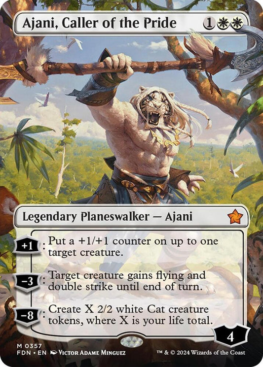 Ajani, Caller of the Pride (Borderless) 357 Foundations MTG Mythic Foil NM