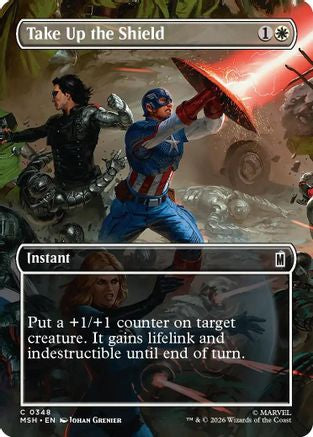 Take Up the Shield (Borderless) 348 Marvel Super Heroes MTG C NM