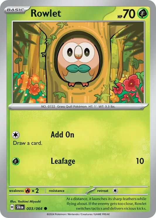 Rowlet 003/064 Shrouded Fable Pokemon C NM