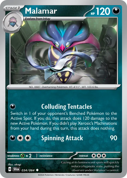Malamar 034/064 Shrouded Fable Pokemon UC NM