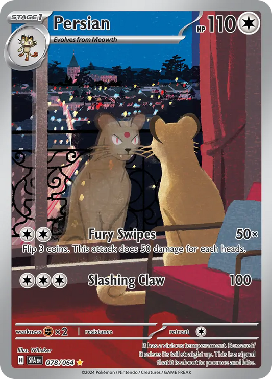 Persian 078/064 Shrouded Fable Pokemon Illustration Rare Holo NM