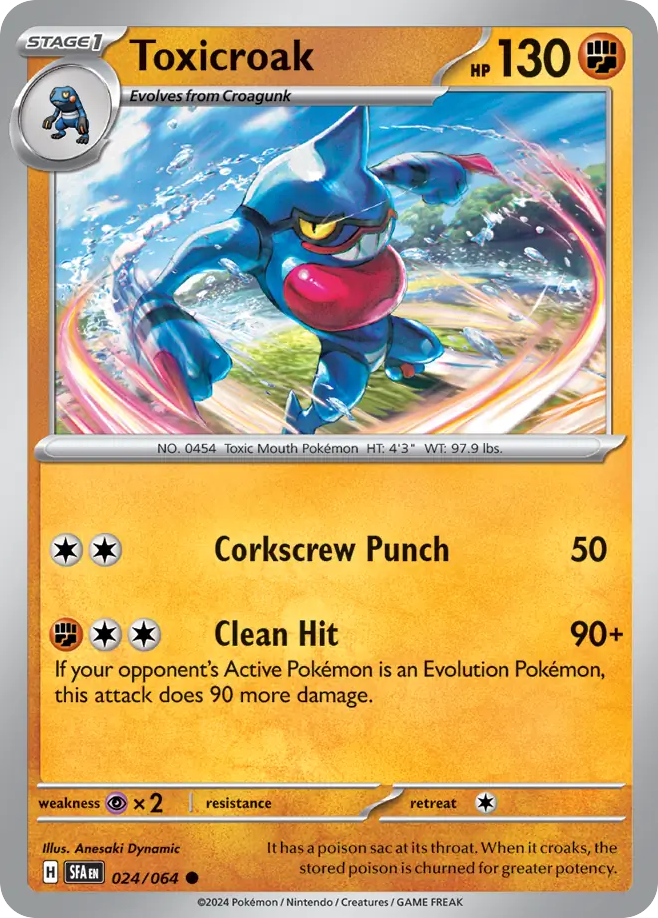 Toxicroak 024/064 Shrouded Fable Pokemon C NM