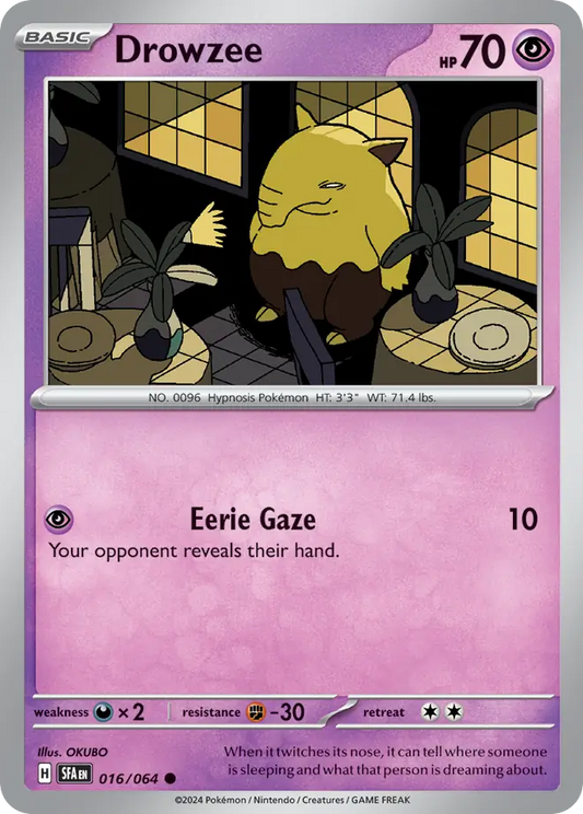 Drowzee 016/064 Shrouded Fable Pokemon C NM