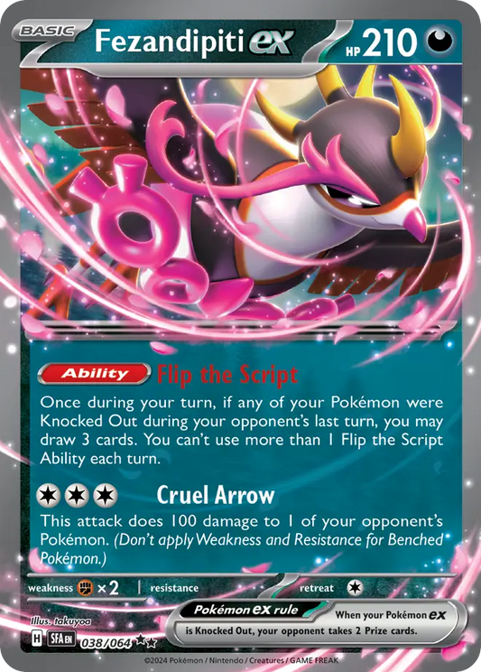 Fezandipiti ex 038/064 Shrouded Fable Pokemon Double Rare Holo NM