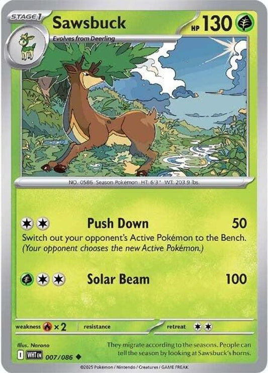 Sawsbuck 007/086 White Flare Pokemon UC NM
