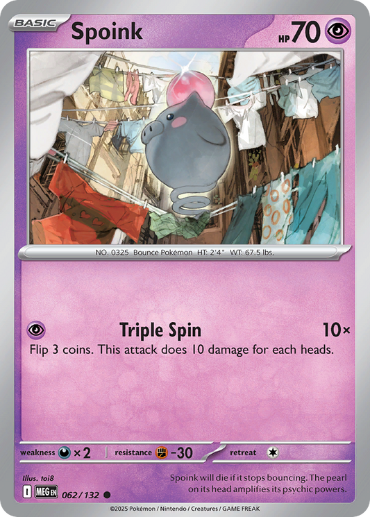 Spoink 062/132 Mega Evolution Pokemon C NM