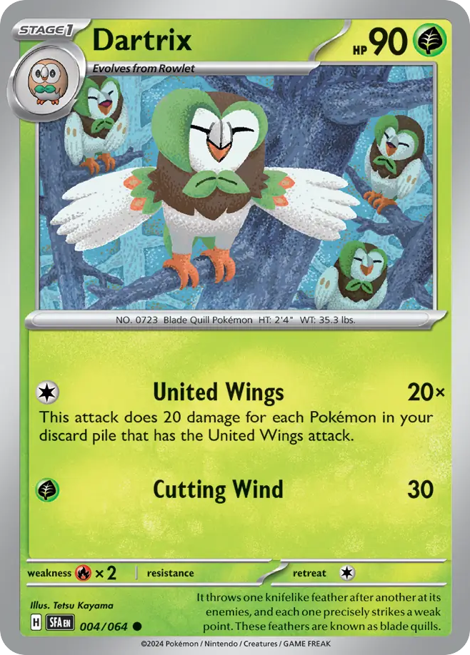 Dartrix 004/064 Shrouded Fable Pokemon C NM
