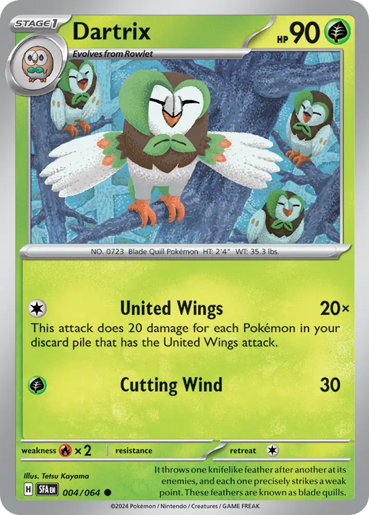 Dartrix 004/064 Shrouded Fable Pokemon C NM