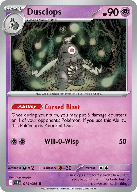 Dusclops 019/064 Shrouded Fable Pokemon C NM