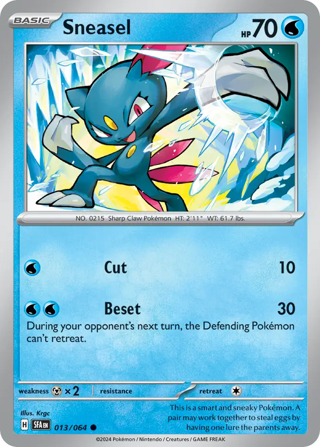 Sneasel 013/064 Shrouded Fable Pokemon C NM
