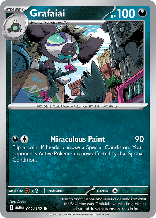 Grafaiai 092/132 Mega Evolution Pokemon C NM