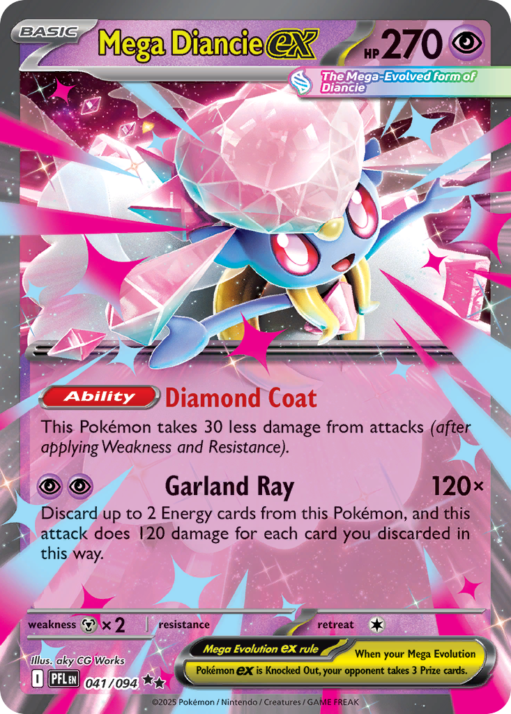 Mega Diancie ex 041/094 Phantasmal Flames Pokemon Double Rare Holo NM