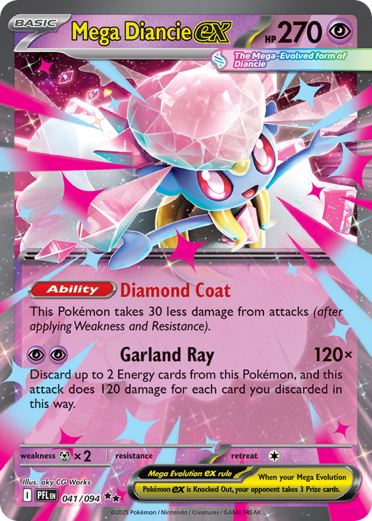 Mega Diancie ex 041/094 Phantasmal Flames Pokemon Double Rare Holo NM