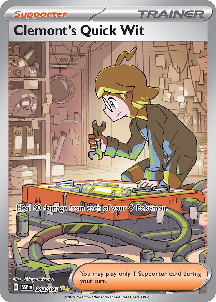 Clemont's Quick Wit 243/191 Surging Sparks Pokemon Holo NM