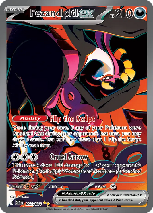 Fezandipiti ex 092/064 Shrouded Fable Pokemon Special Illustration Rare Holo NM