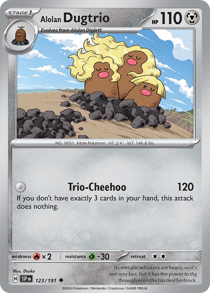 Alolan Dugtrio 123/191 Surging Sparks Pokemon UC NM