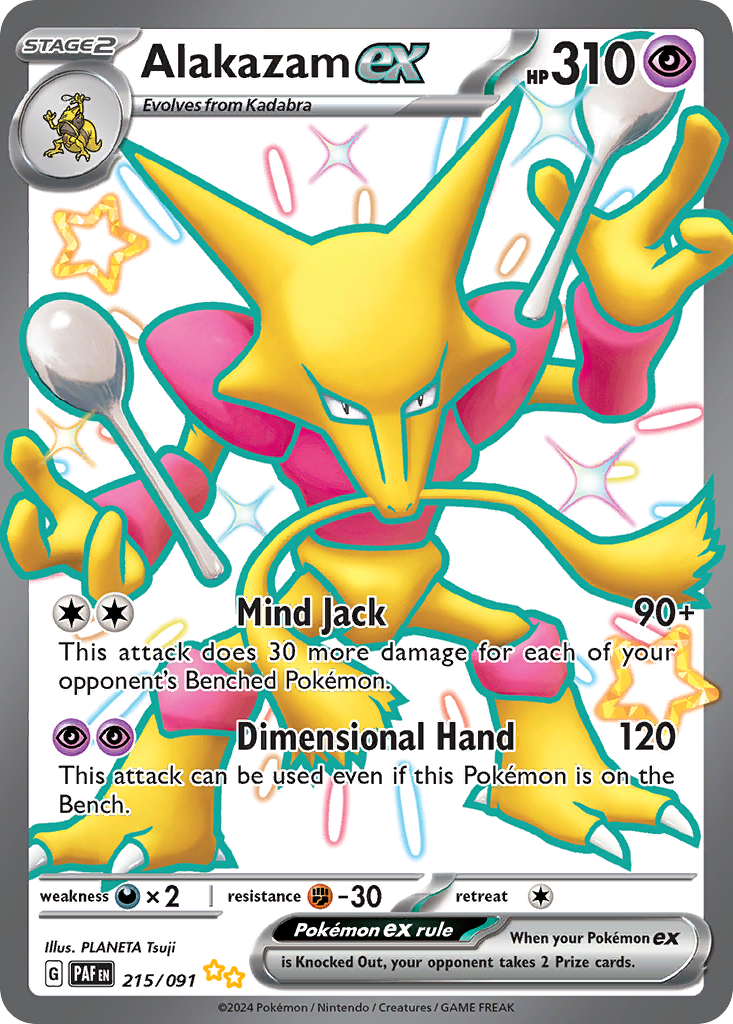 Alakazam ex 215/091 Paldean Fates Pokemon Shiny Ultra Rare Holo NM
