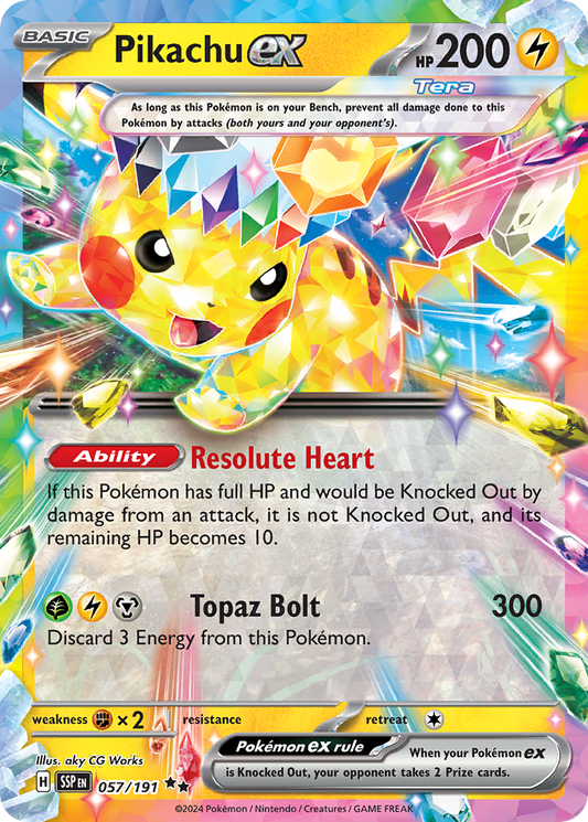 Pikachu ex 057/191 Surging Sparks Pokemon Double Rare Holo NM