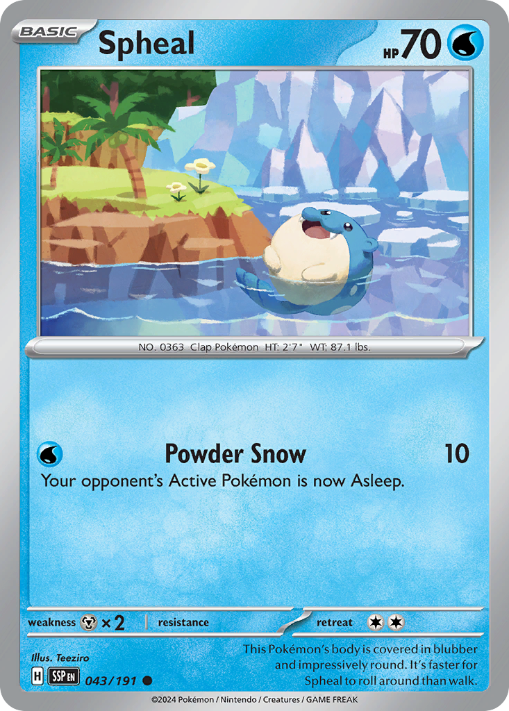 Spheal 043/191 Surging Sparks Pokemon C NM