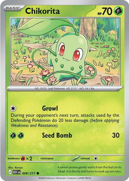 Chikorita 008/217 Ascended Heroes Pokemon C NM