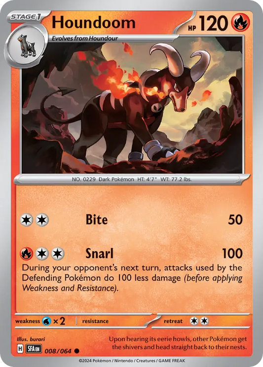Houndoom 008/064 Shrouded Fable Pokemon C NM