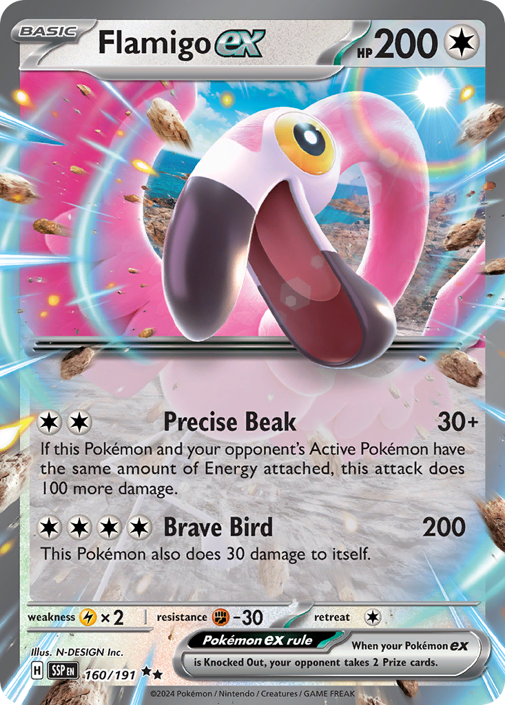 Flamigo ex 160/191 Surging Sparks Pokemon Double Rare Holo NM