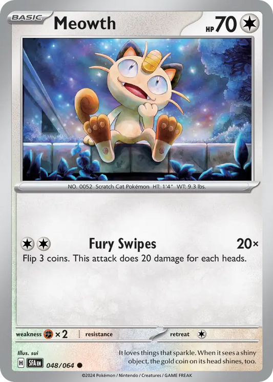 Meowth 048/064 Shrouded Fable Pokemon C NM