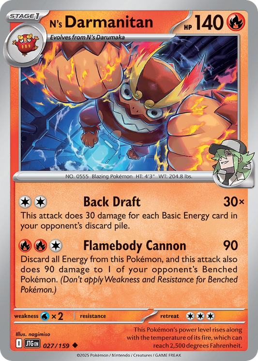 N's Darmanitan 027/159 Journey Together Pokemon UC NM
